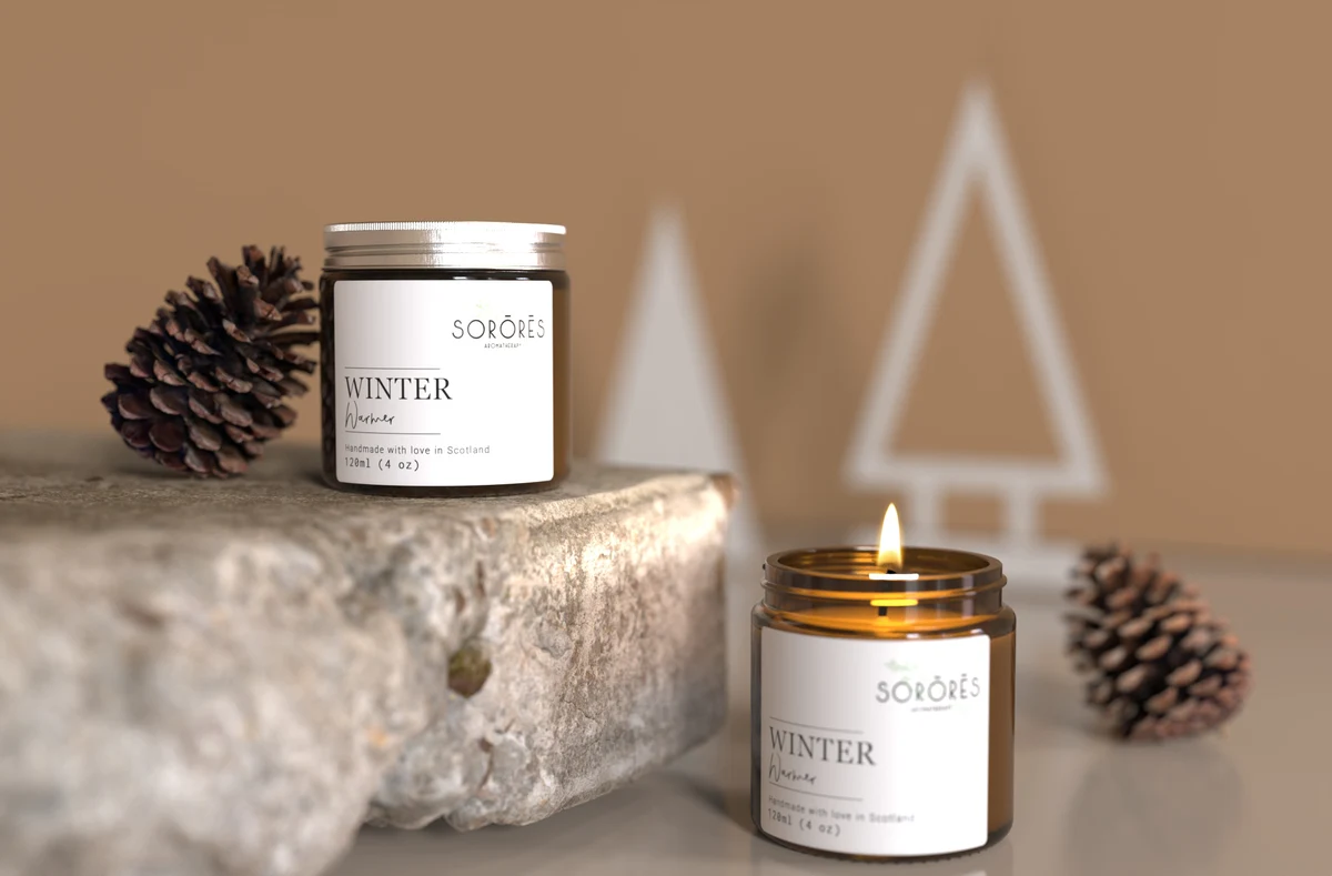 Sorores pine cone candle lifestyle render